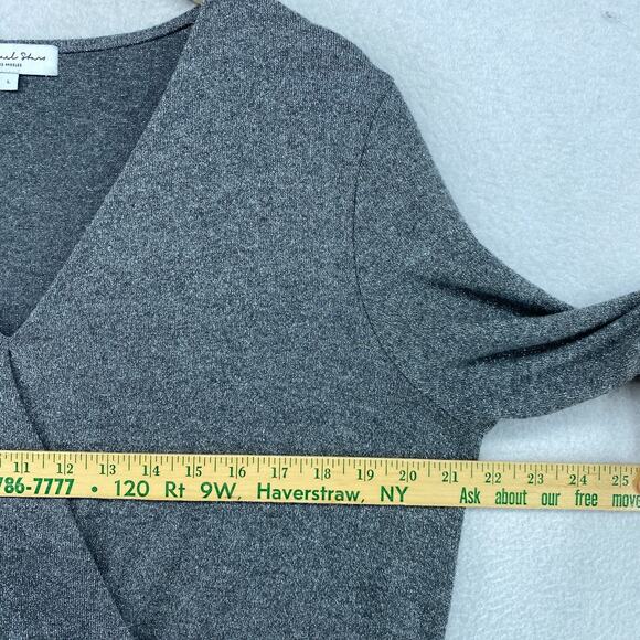 MICHAEL STARS Top L Knit Claudine Convertible Surplice Sparkle Madison Gray USA - Picture 8 of 10